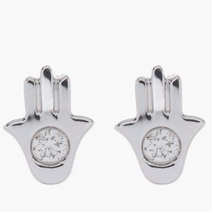 Ron Hami 14K White Gold Round Diamond Hamsa Stud Earrings - 0.06 ctw